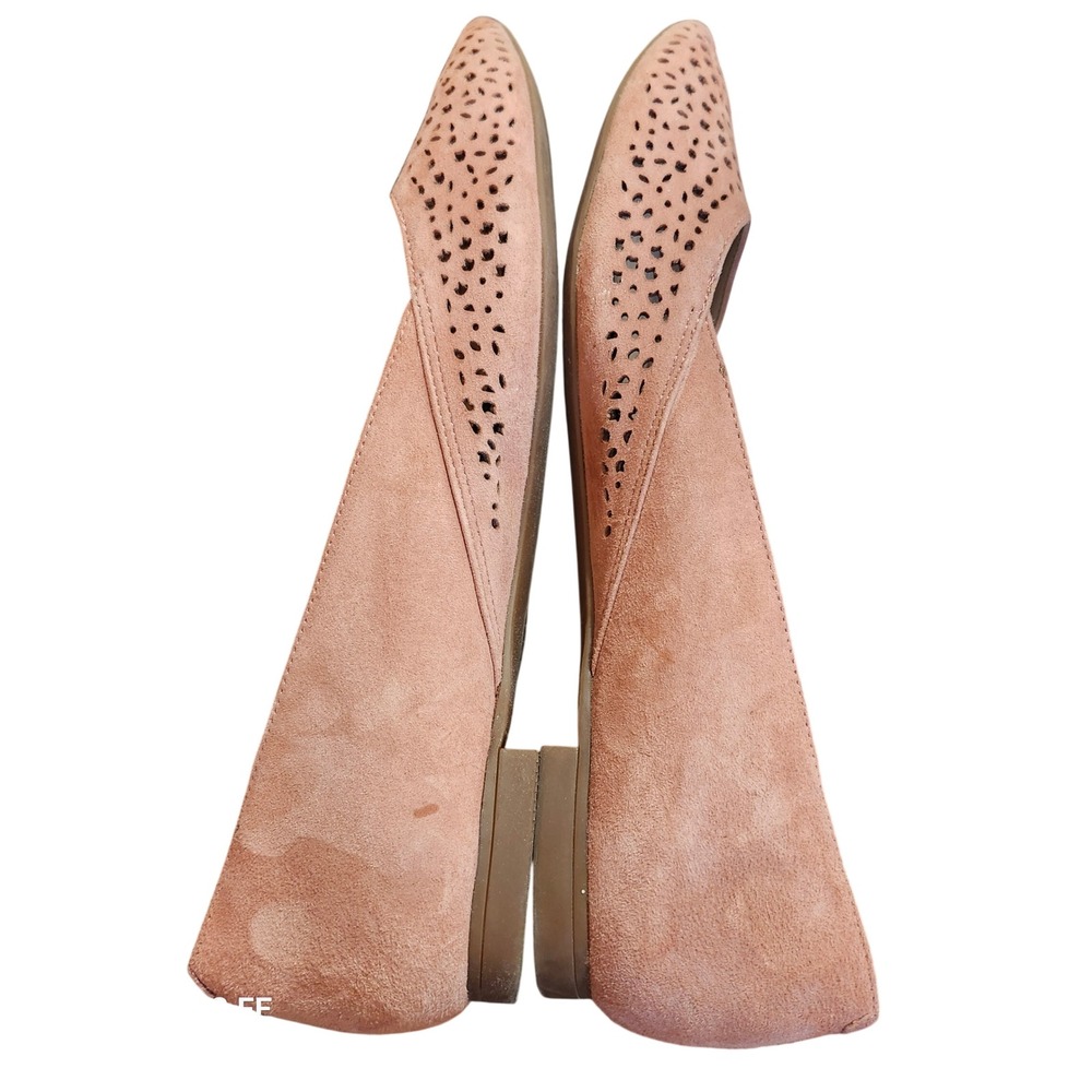 Vionic Carmela Sz 7.5 Dusty Petal Pink Suede Laser Cut Pointed Toe Ballet Flats - Picture 6 of 10